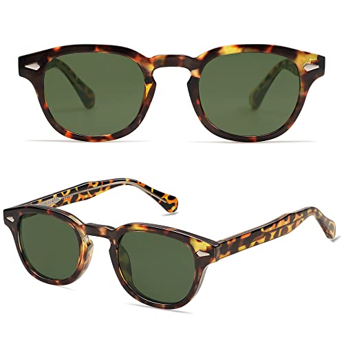 SOJOS Retro Small Round Sunglasses for Men Women Trendy Circle Style UV400 Lenses Unisex Sun Glasses SJ2251 - color: Tortoise/Dark Green