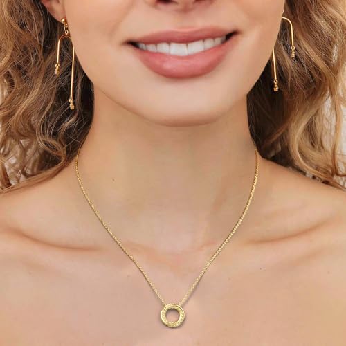 14K Gold Necklaces for Women Gold Pendant Necklaces for Women Knot Necklace Round Braided Pendant Blend of Style and Sophistication Dainty Circle Pendants for Womens Trendy