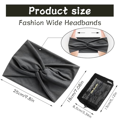 S&N Remille Wide Headbands for Women, Large Hairband, Elastic Non-Slip Headband Twist Knotted Accessories, Yoga Workout Vintage Hair 3 Pack (Colour-9) - color: Colour-9