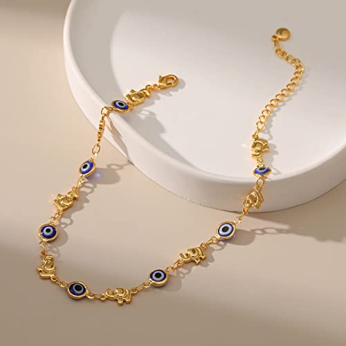 Yumikoo 18k Gold Plated Anklet Ankle Bracelets for Women - style: Evil Eye Lucky Elephant