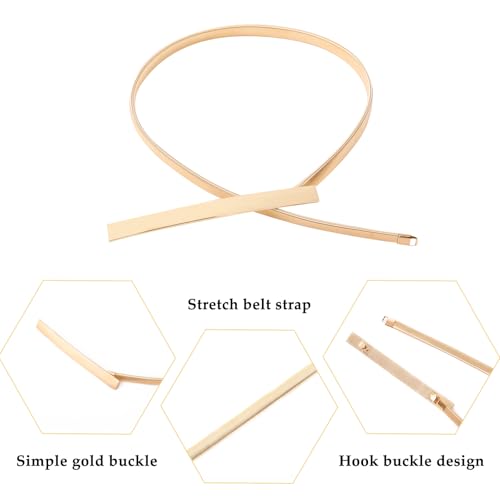 E-Clover Womens Fashion Metal Stretch Waist Skinny Belt Waistband - color: Gold-0021