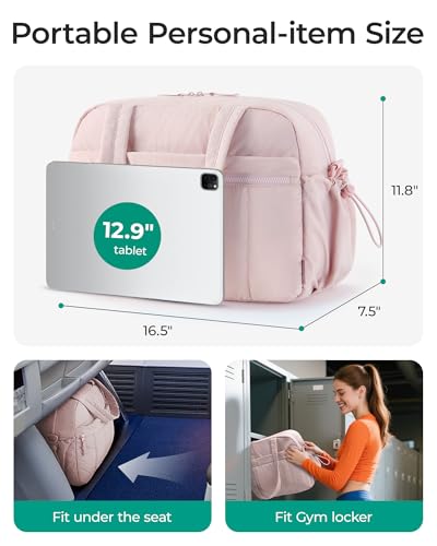 BAGSMART Gym Bag for Women, Duffle Bag for Travel with Wet Pocket, Lightweight Carry on Weekender Duffel, Water Resistant - color: Coral Pink, size: Medium