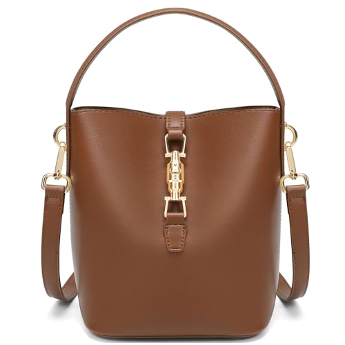 GEMIU Leather Bucket Purses for Women Crossbody Bags for Women Small Shoulder Purses with Adjustable Strap Black - color: Brown