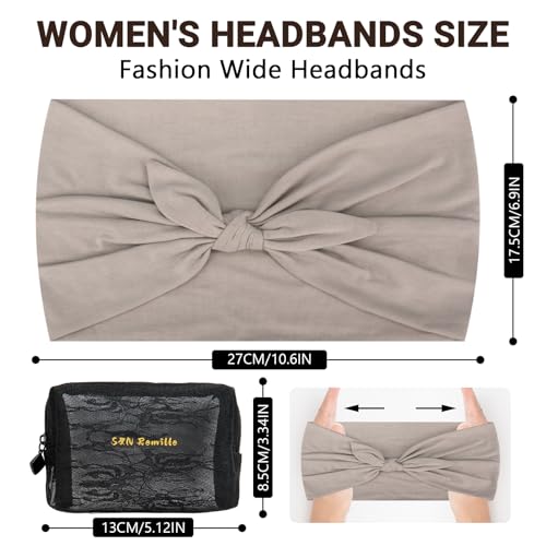 S&N Remille Wide Headbands for Women, Large Hairband, Elastic Non-Slip Headband Twist Knotted Accessories, Yoga Workout Vintage Hair 3 Pack (Multi-colored-1) - color: Multi-colored-1