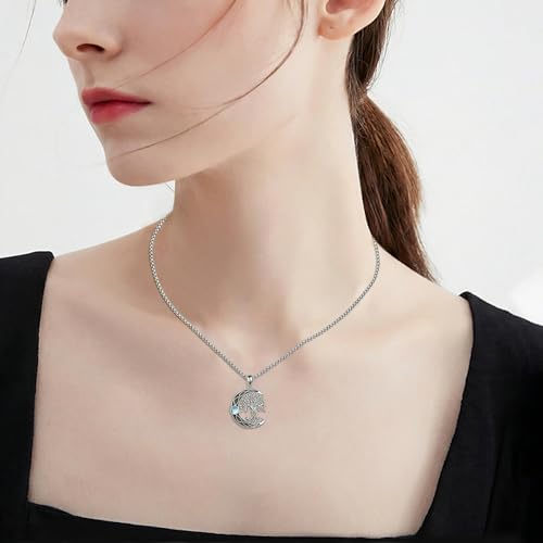 ONEFINITY Tree of Life Necklace 925 Sterling Silver Abalone Shell Celtic Knot Pendant Necklace for Women Jewelry - style: Moonstone Tree