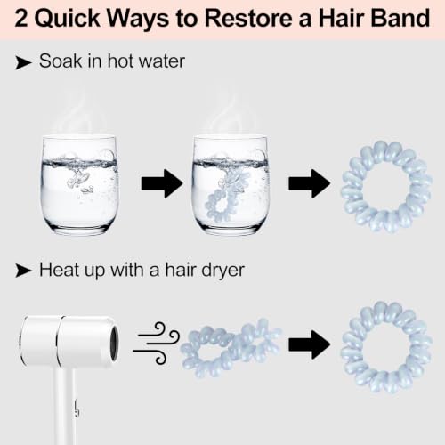 JessLab Spiral Hair Ties, 20 Pcs Traceless Phone Cord Hair Ties No Crease Spiral Bracelet Plastic Coil Ponytail Holders No-Damage Headband Hair Accessory for Girls Women Ladies Gift, Mix Color 7 - color: Mix Color 7
