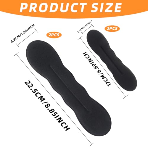 4-Pack Hair Bun Maker for Women - 2 Small & 2 Large Non-Slip Foam Sponge Bun Shapers for Easy Updos, Lazy Hair Curler Bun Clips, Reusable Magic Bun Curler for Long/Short/Thick/Thin Women Hair