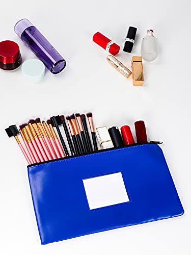 SMARTAKE 10-Pack Bank Deposit Money Bags with Zipper, Leather Bags Wallet Pouches with Label, Makeup Bags, for Cash, Coins, Cosmetics, Invoice, Bills, Tools, 11.5 x 6.2 Inches (Blue) - color: Blue
