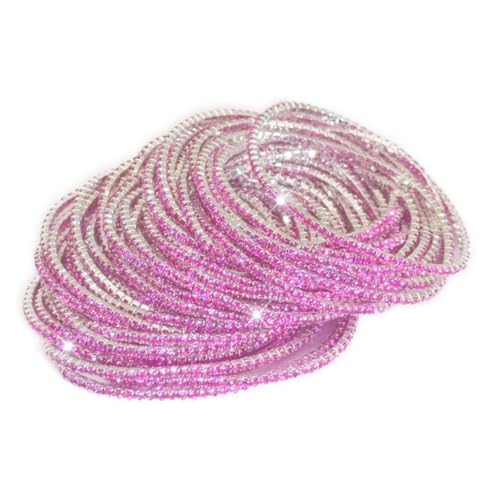 10 Pieces Women's Tennis Bracelet Set 2mm Extra-fine Delicate Rhinestones Adjustable Stackable Stretch Bracelet Wedding Party Jewelry Gifts - color: S-Hot Pink