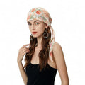 ZLYC Chemo Headwear Pre Tied Head Scarf Headwraps Lightweight Turban Beanie Cap for Women - color: Flower White