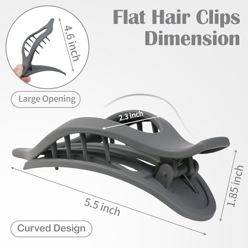 5.5 Inches Extra Large Flat Hair Clips for Women, 4 Pack XL Big Claw Clips for Thick Hair, Oversized Matte Strong Hold Non-slip Flat Claws, Dark Blue - color: Dark Blue-XL