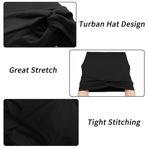ZLYC Chemo Headwear for Women Pre Tied Turban Headwear Lightweight Beanie Hat - color: Knot Black