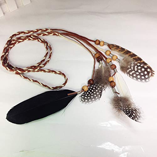 Feather Headband Hippie Indian Boho Hair Bands Tassel Bohemian Halloween Hair Hoop Women Cute Crown Hairband Party Decoration Headdress Cosplay Costume Headwear Handmade Headpiece Hair Accessories - color: Grey