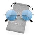 NACHLYNN Round Hippie Sunglasses Metal Border Circle Hippie Glasses UV380 Protection 70s Sunglasses for Men Women Party Favor - color: Light Blue