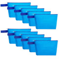10 Pieces Cotton Canvas Makeup Bag with Bottom and Strap, Multi-Purpose Cosmetic Bag with Zipper Travel Toiletry Pouch, Blank DIY Craft Bag (Blue, XS) - color: Blue, size: XS