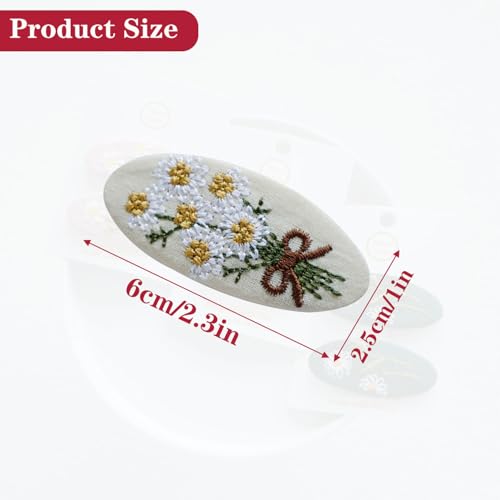 Set Of 2 Delicate Hand Embroidered Hair Clip Vintage Flower Zouju Hair Clip For Daughters Teens Women Girlfriends Wives Unique Hair Accessories (Beige) - color: Beige Hair Clip
