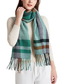 Wander Agio Women's Fashion Long Shawl Big Grid Winter Warm Lattice Large Scarf - color: Coffee Green 14