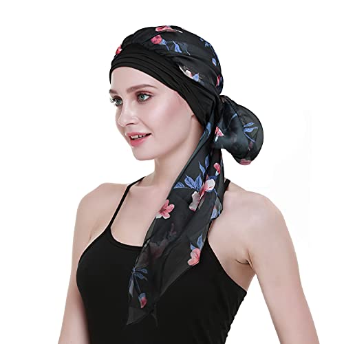 Chemo Headwear Turbans for Women Long Hair Head Scarf Headwraps Cancer Hats - color: Both Burgundy