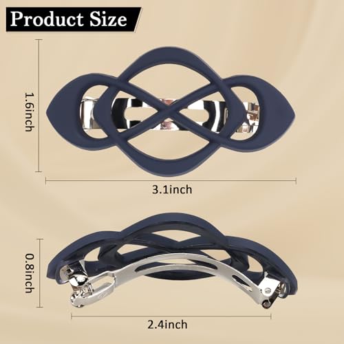 6PCS French Hair Barrettes for Women, Vintage Barrette Hair Clips for Thick Thin Fine Hair Girls - color: Khaki, Brown, Blue, Black