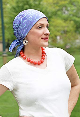 Hats Scarves & More Chemo Scarf Head Scarves for Women Cancer Headwear Headscarf Head Coverings 28 Inch Square Batik - color: La La Lavender