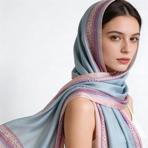 Silk Scarf Mulberry Silk Fashion Scarves Long Lightweight Shawl Wrap … - color: W50