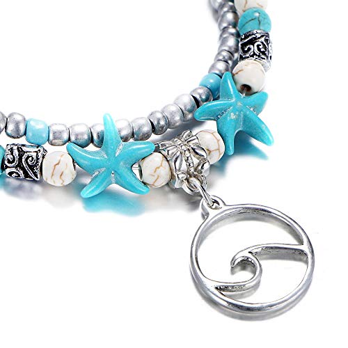Fesciory Puka Shell Anklet for Women Summer Natural Cowrie Adjustable Ankle Bracelet, Handmade Boho Hawaiian Beach Seashell Jewelry - color: D:Wave