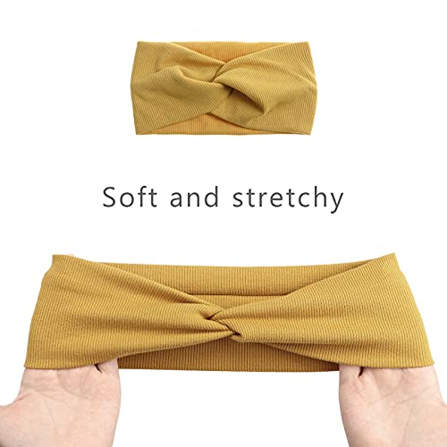 DRESHOW 8 Pack Headbands for Women Yoga Knotted Headbands Elastic Criss Cross Hair Accessories Sports Head Wrap Non Slip - color: 8 Pack Ha