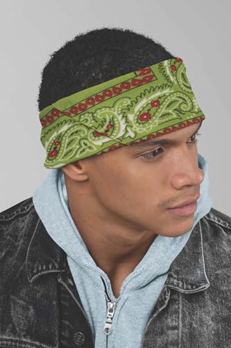Motique Accessories Two Tone Paisley Bandana - Set of 3 - color: Green
