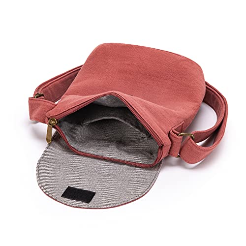 OPQRSTU Women's Retro Small Size Canvas Shoulder Bag Hippie Boho Crossbody Handbag - color: Orange