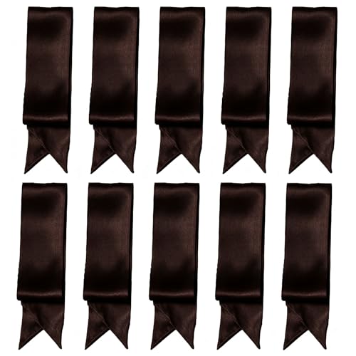 10 Pcs Long Thin Small Skinny Scarf Satin Neck Tie Ribbon Choker for Women Girls - color: Coffee