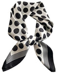 Dailyacc Hair Bandanas Scarf For Women Lightweight Fashion Neck Silk Satin Head Scarves For Sleeping Handbags Scarf - color: 21-black and White Dots/27.5*27.5in