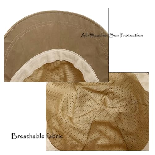 huablo UPF 50+ Womens Sun Hat Wide Brim Sun Hat UV Protection Hiking Fishing Hat Adjustable Head Circumference for Easy Carry - color: Khaki