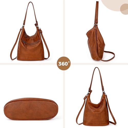 TANTOMI Hobo Bags Purses for Women, Women's Crossbody Handbags and Shoulder Bag, Multi-Pocket Large Hobo Purse - color: Brown.b