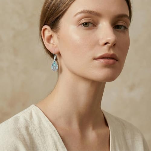 Natural Turquoise Earrings for Women Dangling 925 Sterling Silver Dangle Earrings Western Jewelry Christmas Gift for Sister Mother - style: H-Sunflower Earrings