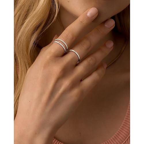 Gokeey Gold Rings for Women Non Tarnish, Dainty 14K Gold Plated Stackable Thin Thumb Ring Set Trendy Pinky Wedding Bands Engagement Rings for Women Size 4 5 6 7 8 9 10 11 - color: Silver, size: 7
