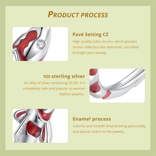 BISAER 925 Sterling Silver Ring Adjustable Cute Unique Cat Snake Butterfly Dragonfly Fashionable Ring For Women Jewelry - color: red fish