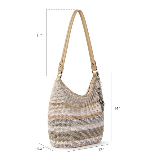 The Sak Sequoia Hobo Bag - Hand Crochet Large Women's Purse for Everyday & Travel - Durable Handbag & Tote With Zipper Pocket - color: Sand Stripe