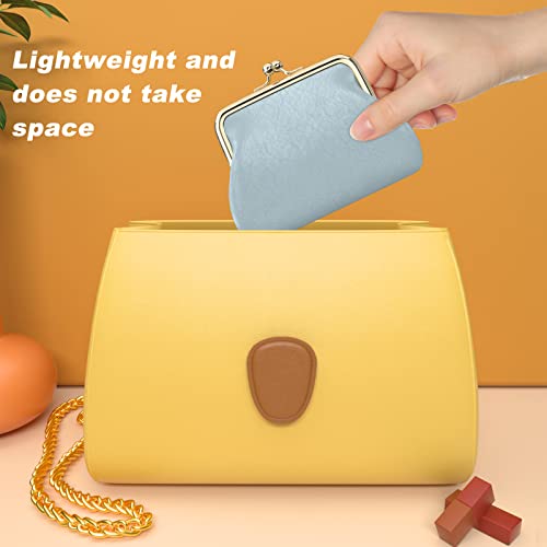 Coin Purse, Small PU Leather Change Purse, Coin Wallet with Clasp, Car Change Holder Pouch for Woman Men Kids Girls, Blue - color: Blue