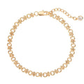 Dremmy Studios Gold Bracelet for Women 18K Gold Plated Dainty Paperclip Cubic Zirconia Disc Coin Star Cable Satellite Bead Pearl Simple Boho Minimalist Stacking Layered Link Jewelry Gift - color: Circles Chain