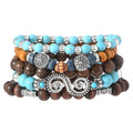 Bohemian Mix Bead Multi Layer Versatile Statement Bracelets Boho Stackable Beaded Strand Stretch Bangles Bracelets Sparkly Crystal Tassel Charm Jewelry Gift - style: Turquoise