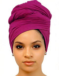 Harewom Head Wraps for Black Women Stretch Head Scarf Long African Hair Wraps Turban Headwraps Jersey Headbands - color: 1pcs -Dark-magenta