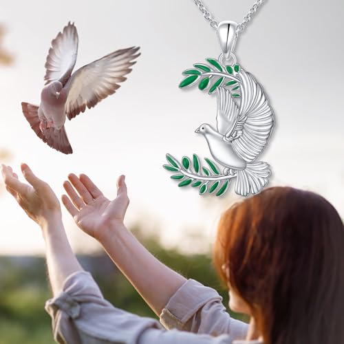 925 Sterling Silver Animal Necklaces Lion/Cat/Phoenix/Bunny/Koalas Necklace Adjustable Chain Animal Lover Pendant Jewelry for Women Men - style: Dove