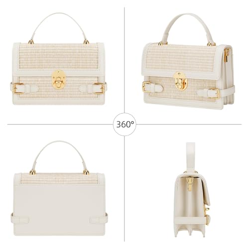 KKXIU Straw Purses for Women – Summer Beach Shoulder Purse & Clutch Handbag, Woven Crossbody Bags for Women - color: Beige
