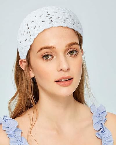 HAIMEIKANG Hippie Hair Bandanas Headbands for Women Boho Headband Knit Hair Bands Floral Head Wrap for Women and Girls(Beige+Red+Black) - color: Beige+Red+Black