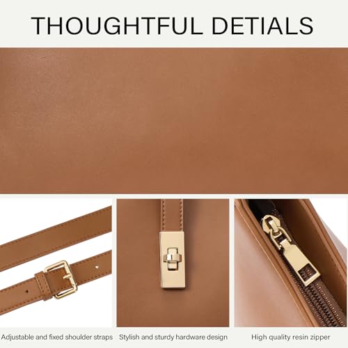 CLUCI Hobo Bags for Women, Vegan Leather Tote Handbag, Water Repellent Shoulder Purses, Crossbody Bag with Adjustable Strap - color: C-brown-large