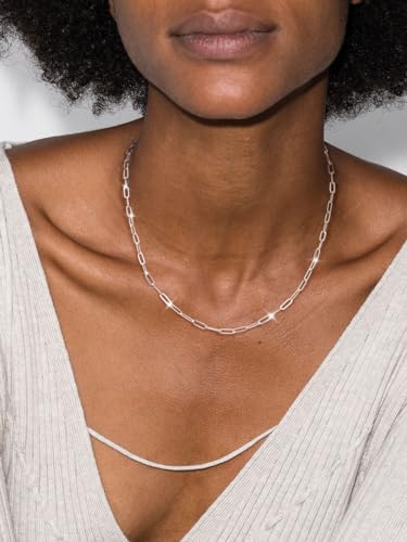 MBW Silver Paperclip Chain Necklace for Women,Dainty Sterling Silver Choker Necklaces for Women Trendy Simple Long Chunky Minimalist Waterproof Link Necklace Jewelry Gifts for Women 16/18/20 in - color: 3mm20"