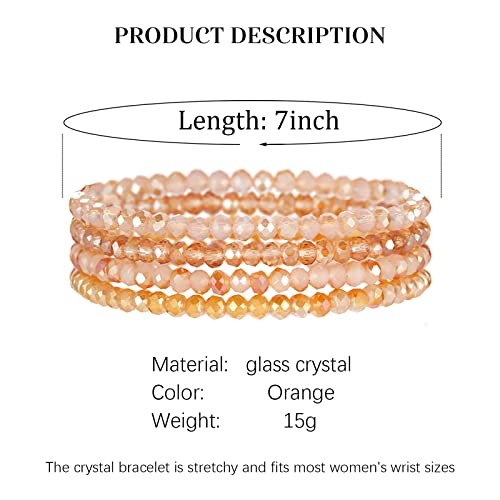 Noessla Beaded Boho Stretch Bracelet Colorful Stackable Crystal Beads Bracelets Trendy Costume Jewelry Mothers Day Gifts for Women - color: Orange