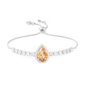 Linawe Crystal Imitation Diamond Rhinestone Charm Bracelets for Women, Gold/Silver/Rose Gold Adjustable Chain Bracelet, Teardrop Birthstone Cubic Zirconia Prom Costume Wedding Jewelry - color: Silver,Champagne
