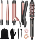 Wavytalk 5 in 1 Curling Iron Set with Thermal Brush and 4 Interchangeable Ceramic Curling Wands (0.5'-1.25'), Instant Heat Up Hair Curling Iron, Rose Gold - color: Rose Gold