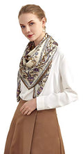 100% Silk Scarves, Extra-Large and XX-Large - color: Beanstalk, Creme With Taupe Trim